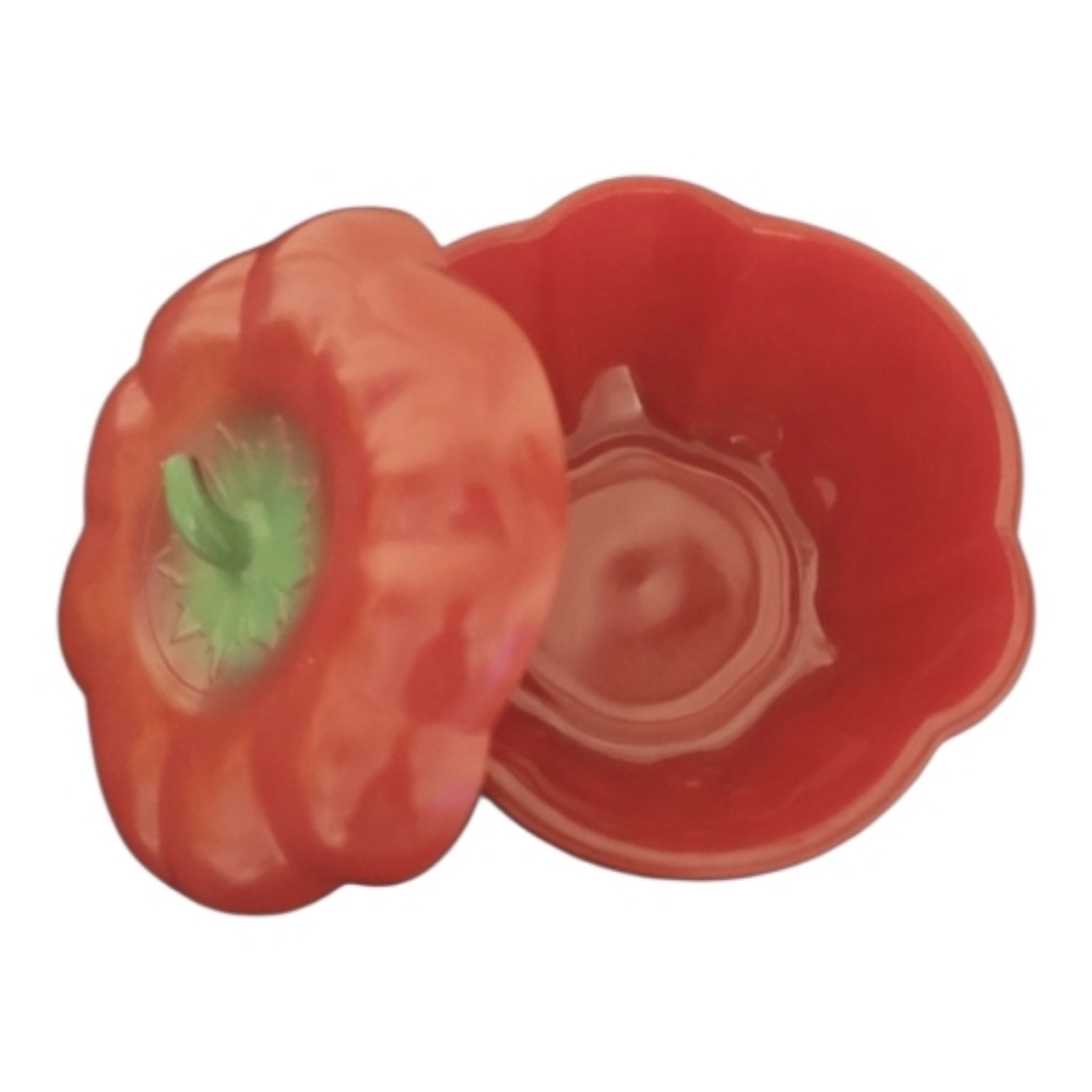 Hazel Atlas Red Bell  Pepper Shaped  Bowl with Lid